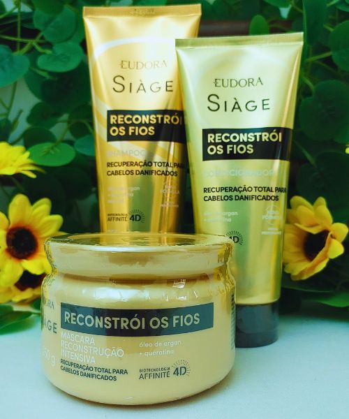 Hadassah Cosméticos Combo Siàge Reconstrói os Fios Shampoo Máscara e Condicionador