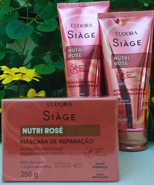 Hadassah Cosméticos Combo Siàge Nutri Rosé Shampoo Máscara e Condicionador