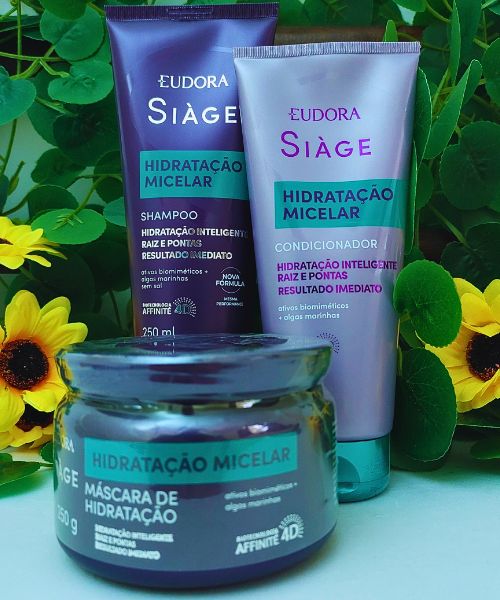 Hadassah Cosméticos Combo Eudora Siàge Hidratação Micelar Shampoo Condicionador e Máscara Capilar